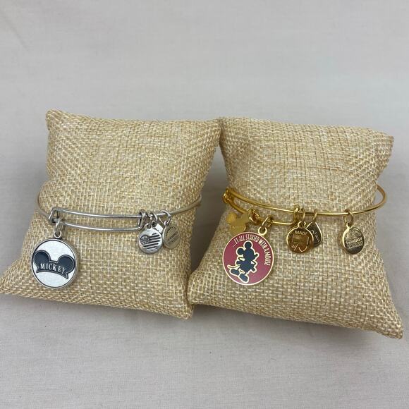 Alex and Ani Disney Parks Mickey Mouse Silver and Gold Toned Bracelet Lot - Picture 1 of 8